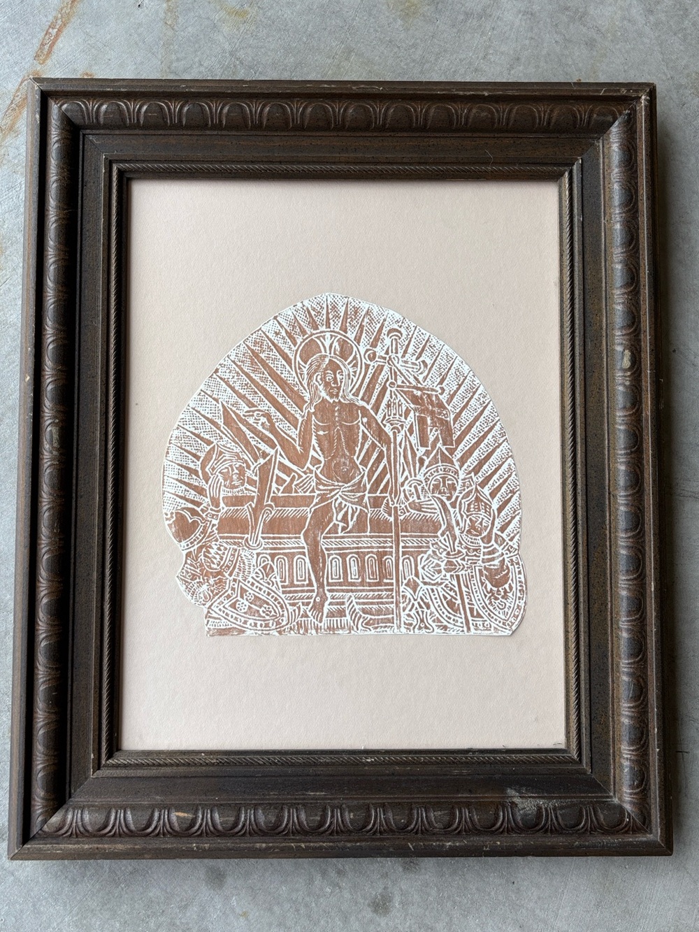 Vintage Brass Rubbing Resurrection All Hallows Church Framed Art Gothic